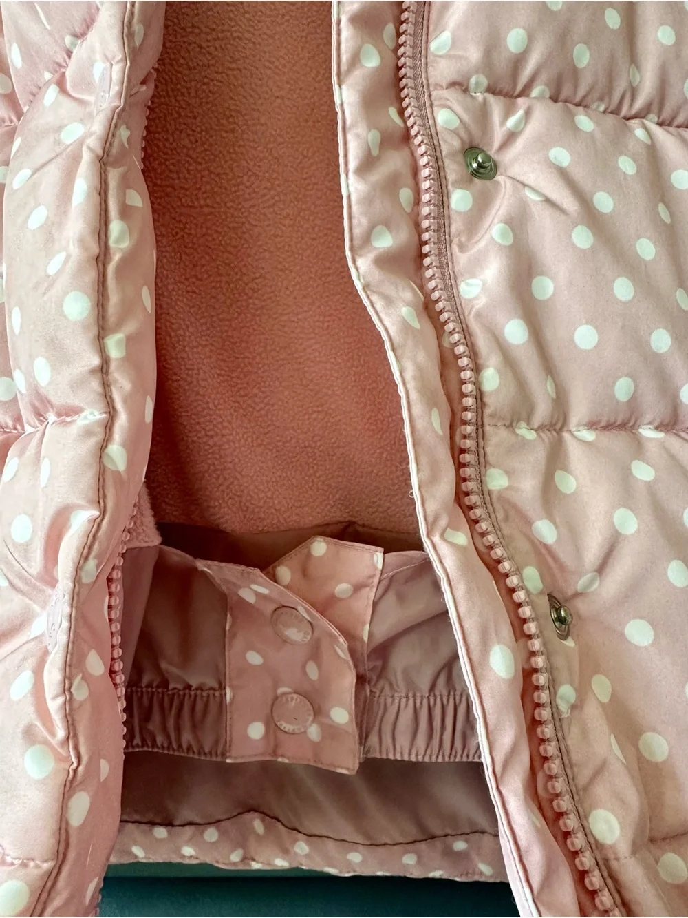 Gap Kids Girls Pink Polka Dot Puffer Jacket Hooded Small S